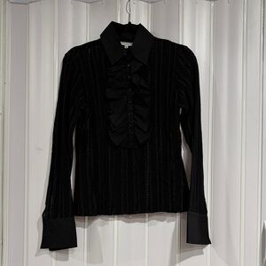 Anne Fontaine Black Ruffled Blouse